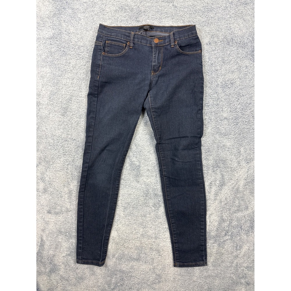 Forever 21 Womens 26 Dark Wash Skinny Jeans Stretch Mid Rise Denim